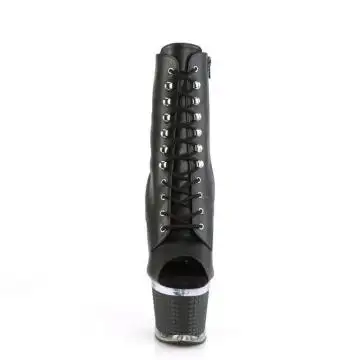 Černé matné kozačky s otevřenou špičkou SPEC1021/BPU/C-B | SPECTATOR-1021 Pleaser - zepředu