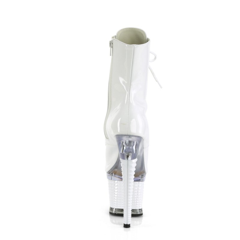 Bílé kozačky s otevřenou špičkou SPEC1021/W/C-W | SPECTATOR-1021 Pleaser - zezadu