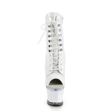 Bílé kozačky s otevřenou špičkou SPEC1021/W/C-W | SPECTATOR-1021 Pleaser - zepředu