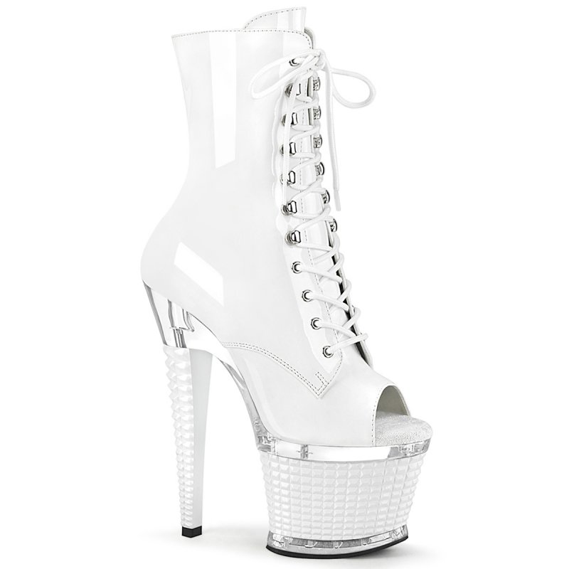 Bílé kozačky s otevřenou špičkou SPEC1021/W/C-W | SPECTATOR-1021 Pleaser