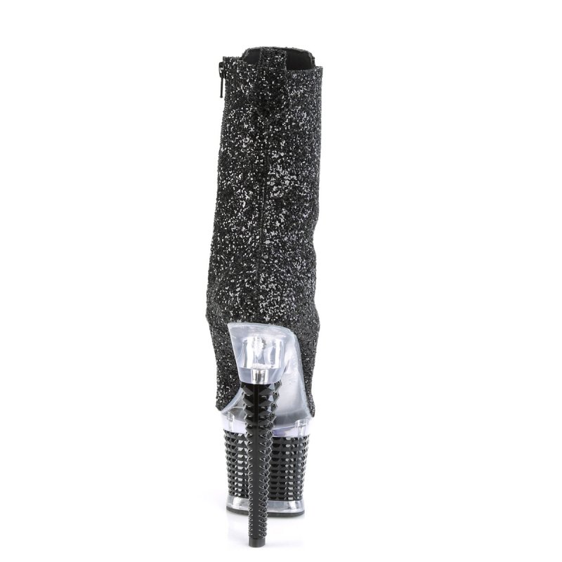 Černé kotníčkové kozačky s třpytkami SPEC1040G/BG/C-B | SPECTATOR-1040G Pleaser - zezadu