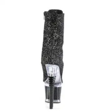Černé kotníčkové kozačky s třpytkami SPEC1040G/BG/C-B | SPECTATOR-1040G Pleaser - zezadu