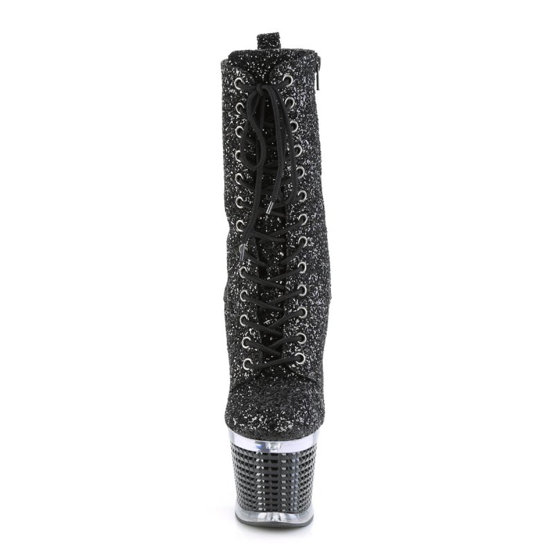 Černé kotníčkové kozačky s třpytkami SPEC1040G/BG/C-B | SPECTATOR-1040G Pleaser - zepředu