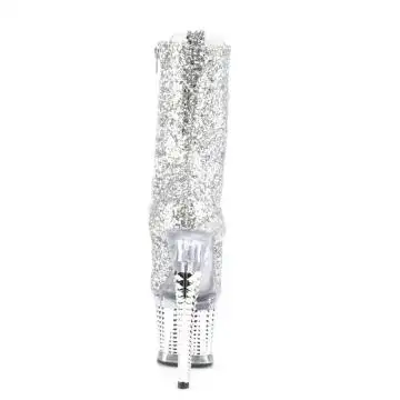 Stříbrné kotníčkové kozačky s třpytkami SPEC1040G/SG/C-SCH | SPECTATOR-1040G Pleaser - zezadu