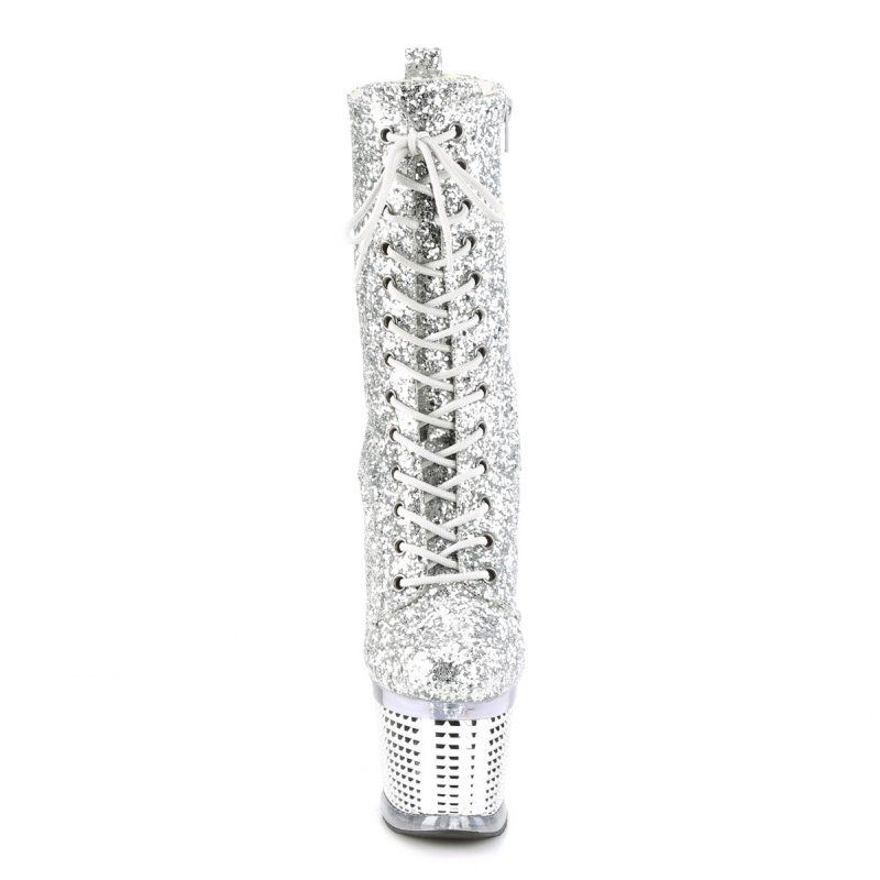 Stříbrné kotníčkové kozačky s třpytkami SPEC1040G/SG/C-SCH | SPECTATOR-1040G Pleaser - zepředu