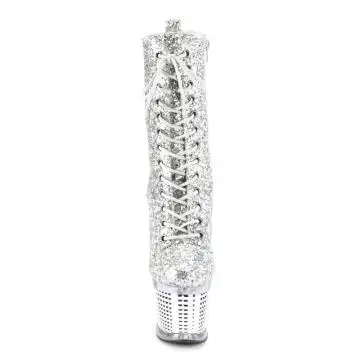 Stříbrné kotníčkové kozačky s třpytkami SPEC1040G/SG/C-SCH | SPECTATOR-1040G Pleaser - zepředu