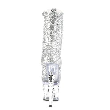 Stříbrné kotníčkové kozačky s třpytkami SPEC1040G/SG/C-SCH | SPECTATOR-1040G Pleaser - zezadu Stříbrné kotníčkové kozačky s třpytkami SPEC1040G/SG/C-SCH | SPECTATOR-1040G Pleaser - zezadu