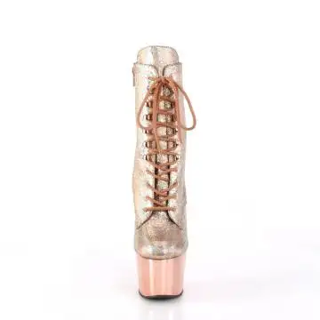 Zlatorůžové luxusní kozačky Pleaser ADO1020HM/RGMPU/ROCH | ADORE-1020HM Pleaser - zepředu