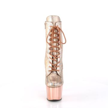 Zlatorůžové luxusní kozačky Pleaser ADO1020HM/RGMPU/ROCH | ADORE-1020HM - zepředu
