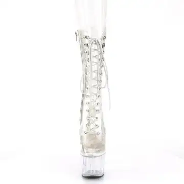 Průhledné kozačky Pleaser ADO1050C/C/M | ADORE-1050C Pleaser - zepředu
