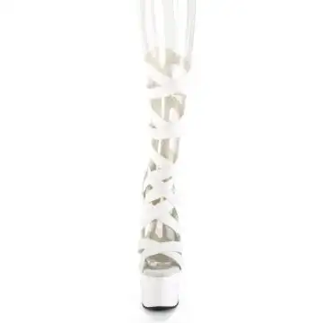 Bílé páskové boty Pleaser ADO700-48/WELS/M | ADORE-700-48 Pleaser - zepředu