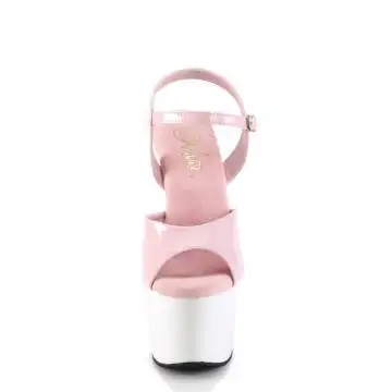 ADO709/BP/W růžovo-bílé sexy boty | ADORE-709 Pleaser - zepředu