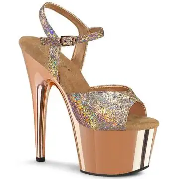 Zlatorůžové sandály na go-go Pleaser ADO709HM/RGDMPU/ROCH | ADORE-709HM Pleaser