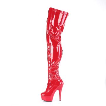 Červené erotické BDSM kozačky na vysokém podpatku DEL3027/R-B/R | DELIGHT-3027 Pleaser - z vnitřku Červené erotické BDSM kozačky na vysokém podpatku DEL3027/R-B/R | DELIGHT-3027 Pleaser - z vnitřku