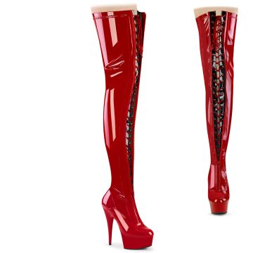 Červené erotické BDSM kozačky na vysokém podpatku DEL3027/R-B/R | DELIGHT-3027 Pleaser Červené erotické BDSM kozačky na vysokém podpatku DEL3027/R-B/R | DELIGHT-3027 Pleaser