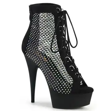 Černé kotníčkové boty pro tanečnice DEL600-33RM/BFS-RS/M | DELIGHT-600-33RM Pleaser