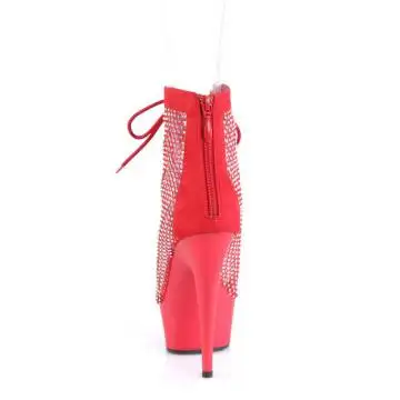 Červené kotníčkové boty pro tanečnice DEL600-33RM/RFS-RS/M | DELIGHT-600-33RM Pleaser - zezadu