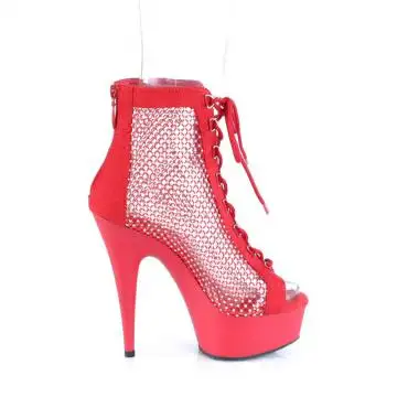 Červené kotníčkové boty pro tanečnice DEL600-33RM/RFS-RS/M | DELIGHT-600-33RM Pleaser - z vnějšku