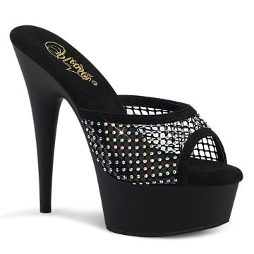 DELIGHT-601-6RM | Černé pantofle Pleaser DEL601-6RM/BFS-RS/M do nočních klubů