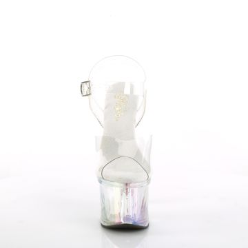 Průhledné sandály s hologramem Pleaser ESTM708RBP/C/CHG | ESTEEM-708RBP - zepředu