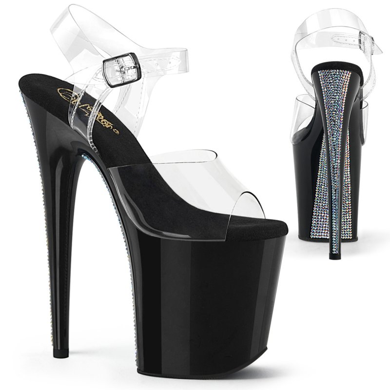 Sexy boty Pleaser se zdobeným podpatkem FLAM808CRS-2/C/B-SRS