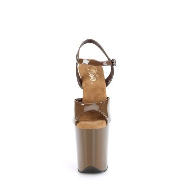 Hnědé taneční sandály FLAM809/MOC/M | FLAMINGO-809 Pleaser - zepředu Hnědé taneční sandály FLAM809/MOC/M | FLAMINGO-809 Pleaser - zepředu