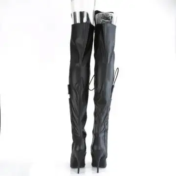 BDSM kozačky pro dominy SED3082/B/PU | SEDUCE-3082 Pleaser - zezadu