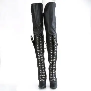 BDSM kozačky pro dominy SED3082/B/PU | SEDUCE-3082 Pleaser - zepředu
