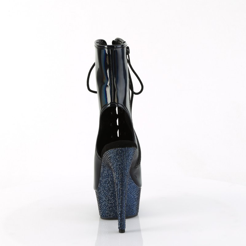 Černé kotníčkové luxusní kozačky BEJ1016-6/BHG/MDBRS | BEJEWELED-1016-6 Pleaser - zezadu