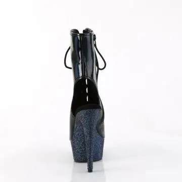 Černé kotníčkové luxusní kozačky BEJ1016-6/BHG/MDBRS | BEJEWELED-1016-6 Pleaser - zezadu