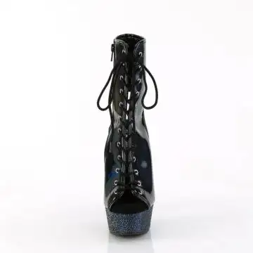 Černé kotníčkové luxusní kozačky BEJ1016-6/BHG/MDBRS | BEJEWELED-1016-6 Pleaser - zepředu
