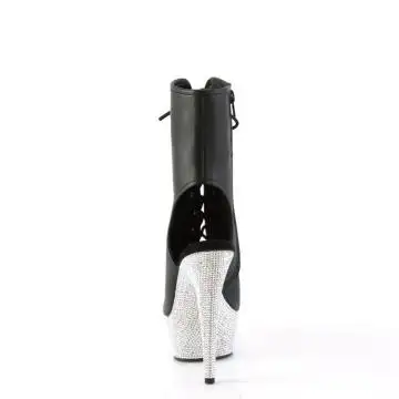 Černé matné kotníčkové luxusní kozačky BEJ1016-6/BPU/SRS | BEJEWELED-1016-6 Pleaser - zezadu