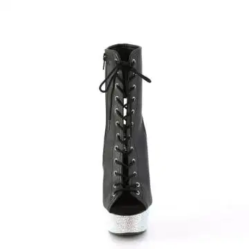 Černé matné kotníčkové luxusní kozačky BEJ1016-6/BPU/SRS | BEJEWELED-1016-6 Pleaser - zepředu