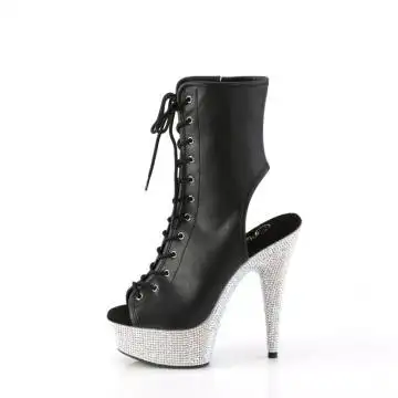 Černé matné kotníčkové luxusní kozačky BEJ1016-6/BPU/SRS | BEJEWELED-1016-6 Pleaser - z vnitřku