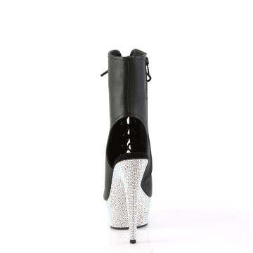 Černé matné kotníčkové luxusní kozačky BEJ1016-6/BPU/SRS | BEJEWELED-1016-6 Pleaser - zezadu