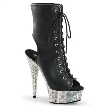 Černé matné kotníčkové luxusní kozačky BEJ1016-6/BPU/SRS | BEJEWELED-1016-6 Pleaser