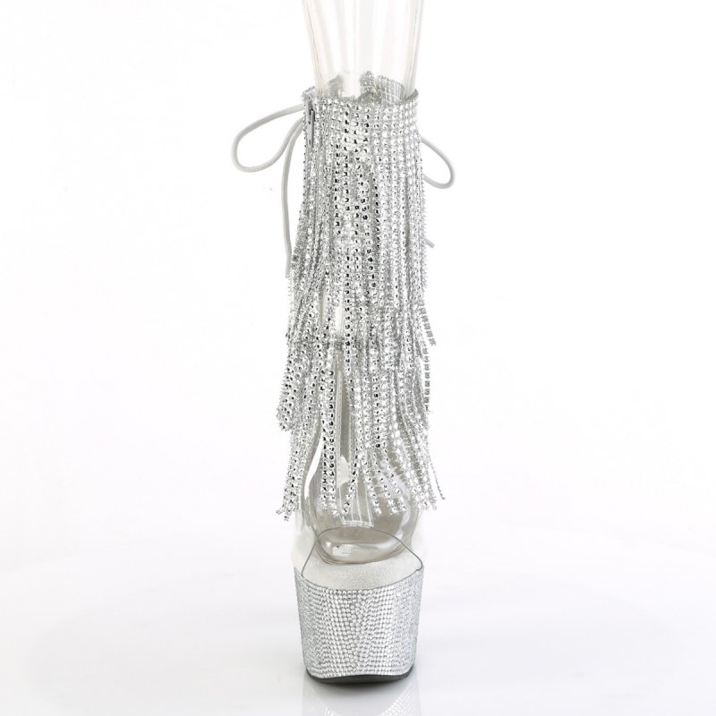 Luxusní go-go boty Pleaser s třásněmi BEJ1017RSF-7/C-S/SRS | BEJEWELED-1017RSF-7 Pleaser - zepředu