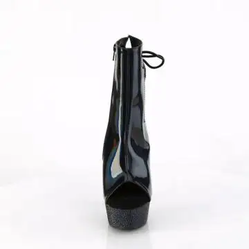 Černé luxusní kotníčkové kozačky Pleaser BEJ1018DM-6/BHG/MBRS | BEJEWELED-1018DM-6 Pleaser - zepředu