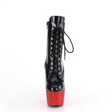 Černo-červené luxusní kozačky BEJ1020-7/BHG/RRS | BEJEWELED-1020-7 Pleaser - zepředu