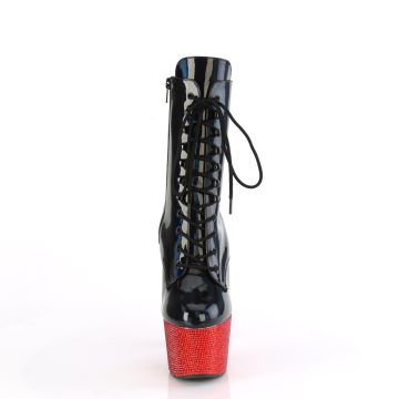 Černo-červené luxusní kozačky BEJ1020-7/BHG/RRS | BEJEWELED-1020-7 Pleaser - zepředu Černo-červené luxusní kozačky BEJ1020-7/BHG/RRS | BEJEWELED-1020-7 Pleaser - zepředu