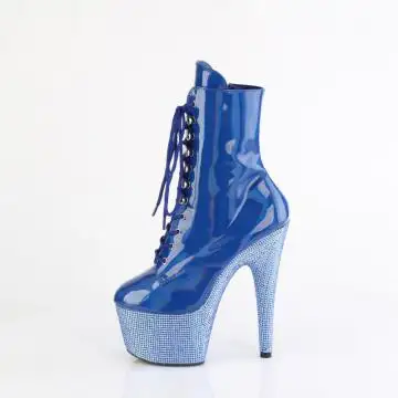 Modré luxusní kozačky BEJ1020-7/BLHG/BLRS | BEJEWELED-1020-7 Pleaser - z vnitřku