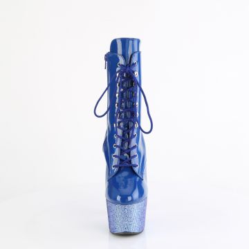 Modré luxusní kozačky BEJ1020-7/BLHG/BLRS | BEJEWELED-1020-7 Pleaser - zepředu Modré luxusní kozačky BEJ1020-7/BLHG/BLRS | BEJEWELED-1020-7 Pleaser - zepředu