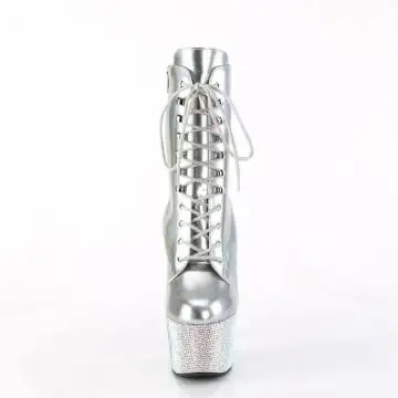 Stříbrné luxusní kozačky BEJ1020-7/SHG/SRS | BEJEWELED-1020-7 Pleaser - zepředu