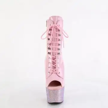 Luxusní růžové kotníčkové kozačky BEJ1021-7/BPHG/BPRS | BEJEWELED-1021-7 Pleaser - zepředu