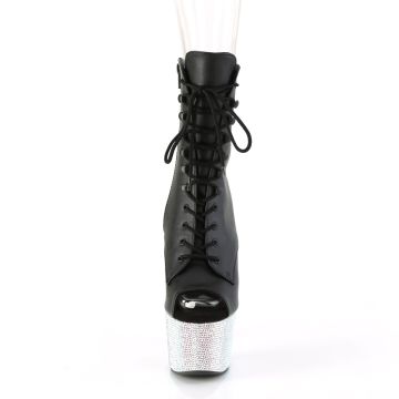 Černé luxusní kotníčkové kozačky BEJ1021-7/BPU/SRS | BEJEWELED-1021-7 Pleaser - zepředu