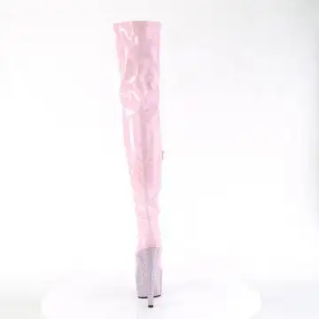 Růžové stehenní kozačky Pleaser BEJ3000-7/BPHG/BPRS | BEJEWELED-3000-7 Pleaser - zezadu