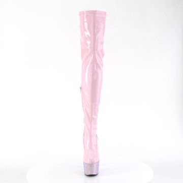 Růžové stehenní kozačky Pleaser BEJ3000-7/BPHG/BPRS | BEJEWELED-3000-7 - zepředu