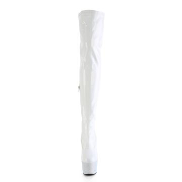 Bílé stehenní kozačky Pleaser BEJ3000-7/WHG/WRS | BEJEWELED-3000-7 Pleaser - zepředu Bílé stehenní kozačky Pleaser BEJ3000-7/WHG/WRS | BEJEWELED-3000-7 Pleaser - zepředu