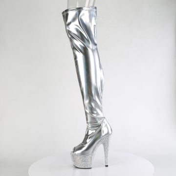 Stříbrné stehenní kozačky Pleaser BEJ3011-7/SHG/SRS | BEJEWELED-3011-7 - z vnitřku