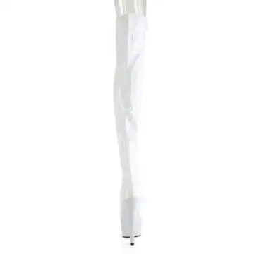 Bílé stehenní kozačky Pleaser BEJ3011-7/WHG/WRS | BEJEWELED-3011-7 Pleaser - zezadu